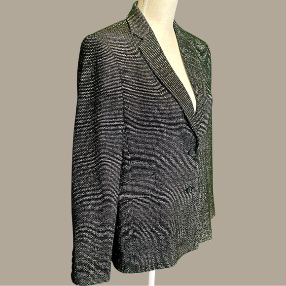 Alfani Black & White 100% Silk Tweed Button-Up Professional Work Blazer Size 8 - Picture 10 of 15